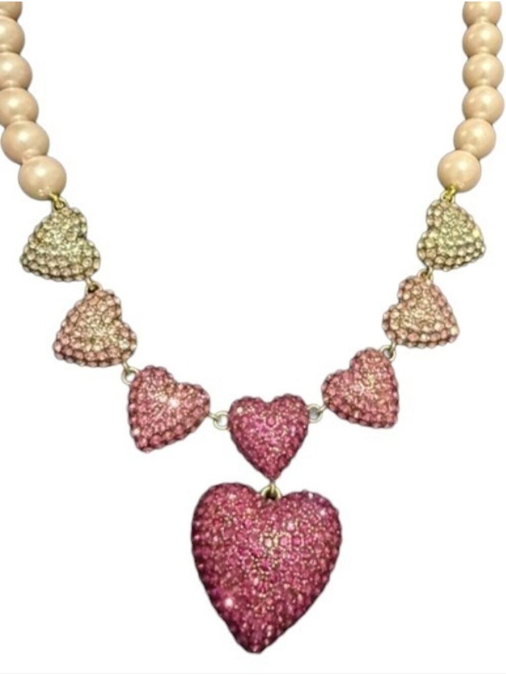 Heidi Daus Cotillion Heart Crystal Station Drop Necklace - Picture 3 of 11